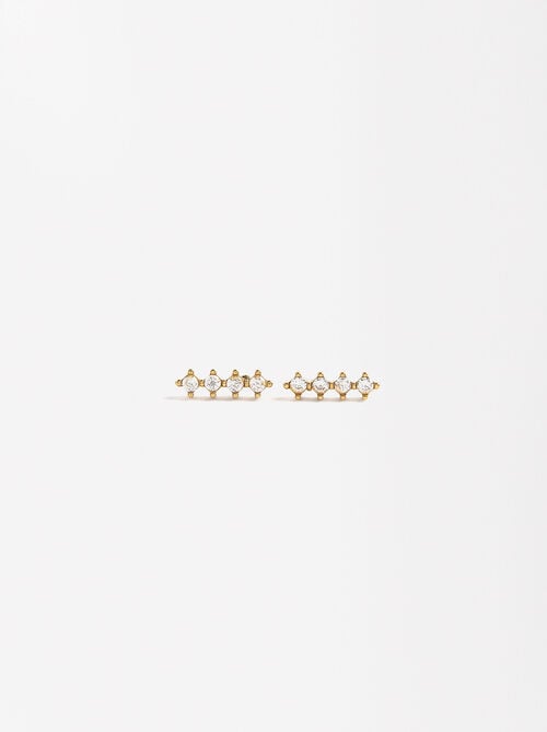 Pendientes cortos con cristales - acero inoxidable