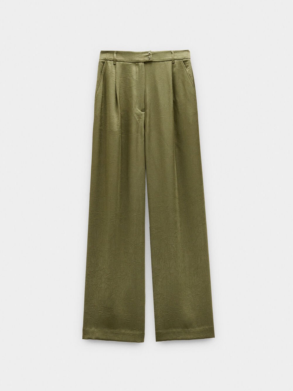 Pantalones rectos de efecto arrugado