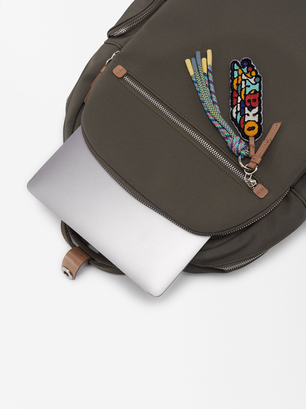 Nylon Backpack For 13” Laptop, Khaki, hi-res