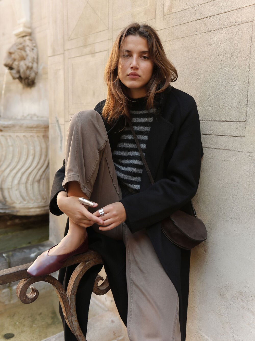 Long coat with wool blend