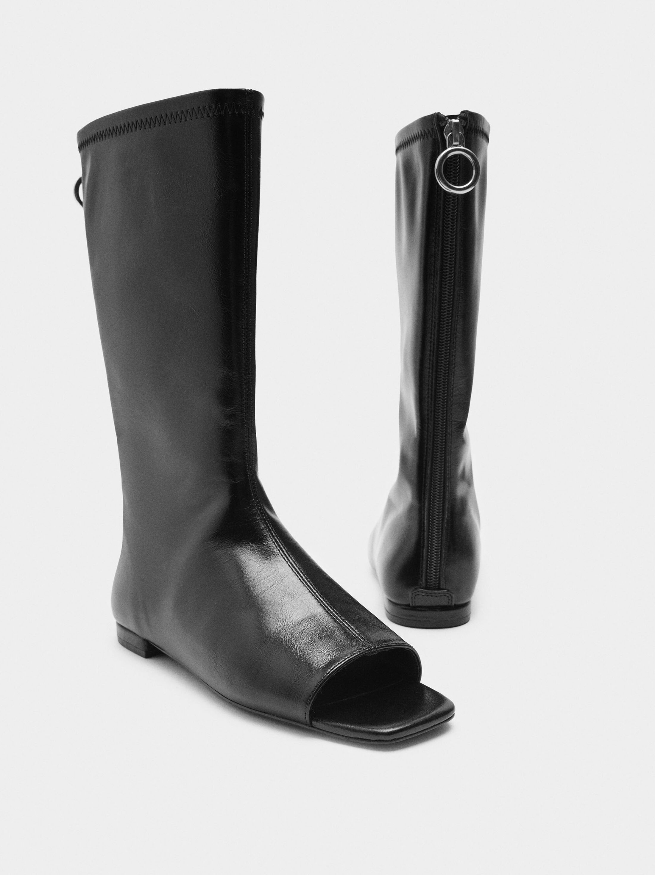 Leather boots with open toe image number 5.0