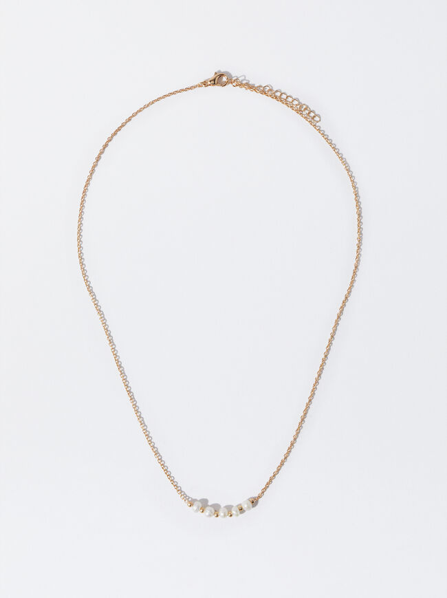 Gold Necklace With Pearls image number 1.0