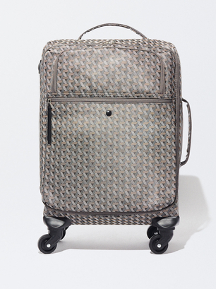 Valise Cabine En Nylon Imprimé, Gris, hi-res