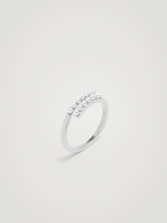 Spiral Ring With Pearls, Silver, hi-res