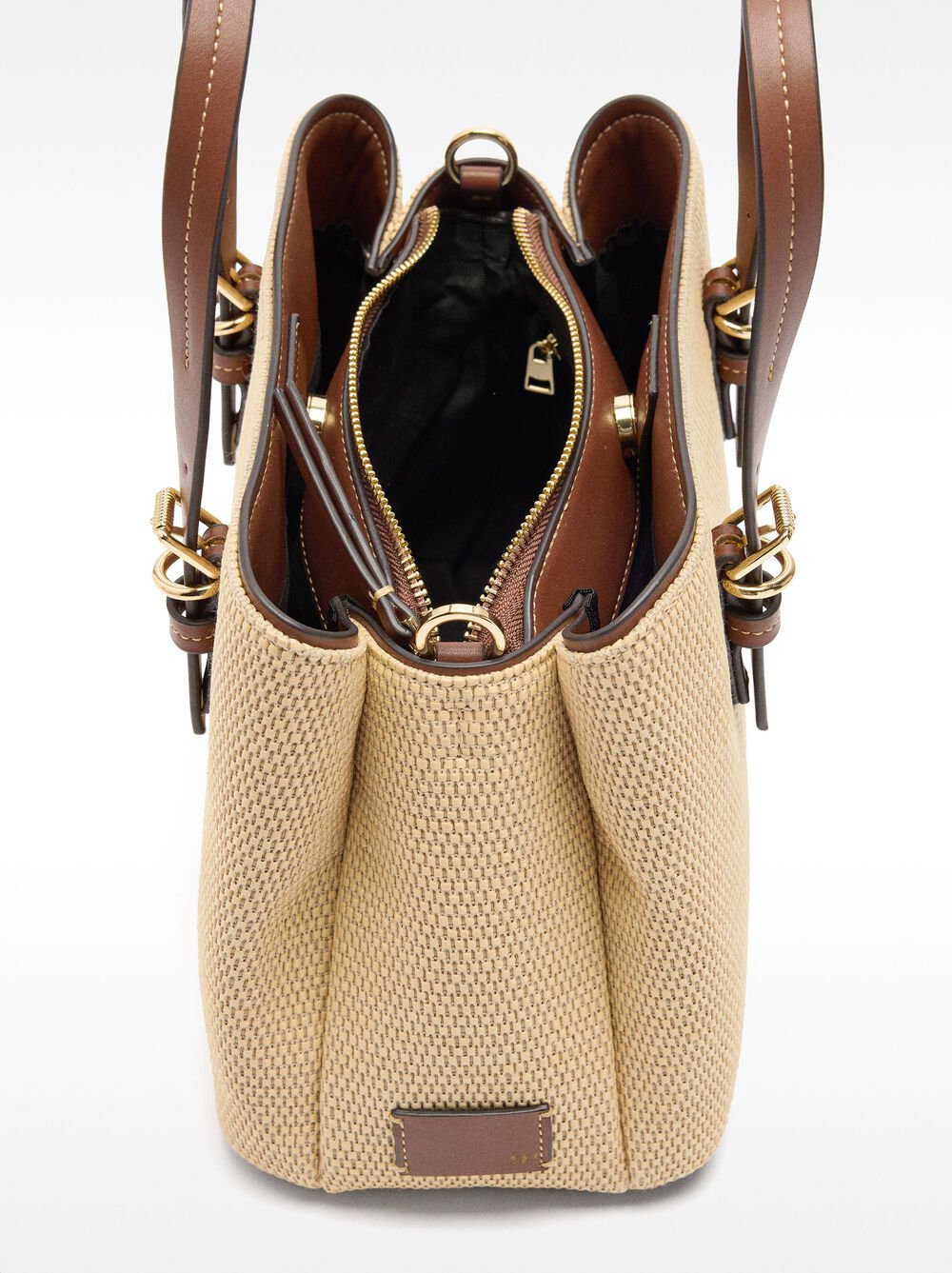 Raffia effect tote bag