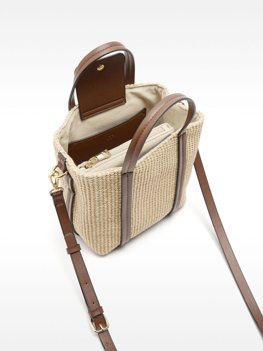 Tote bag with straw effect