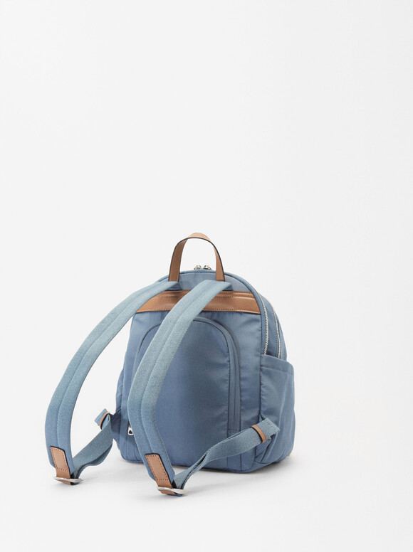 Nylon Backpack With Pendant, Blue, hi-res
