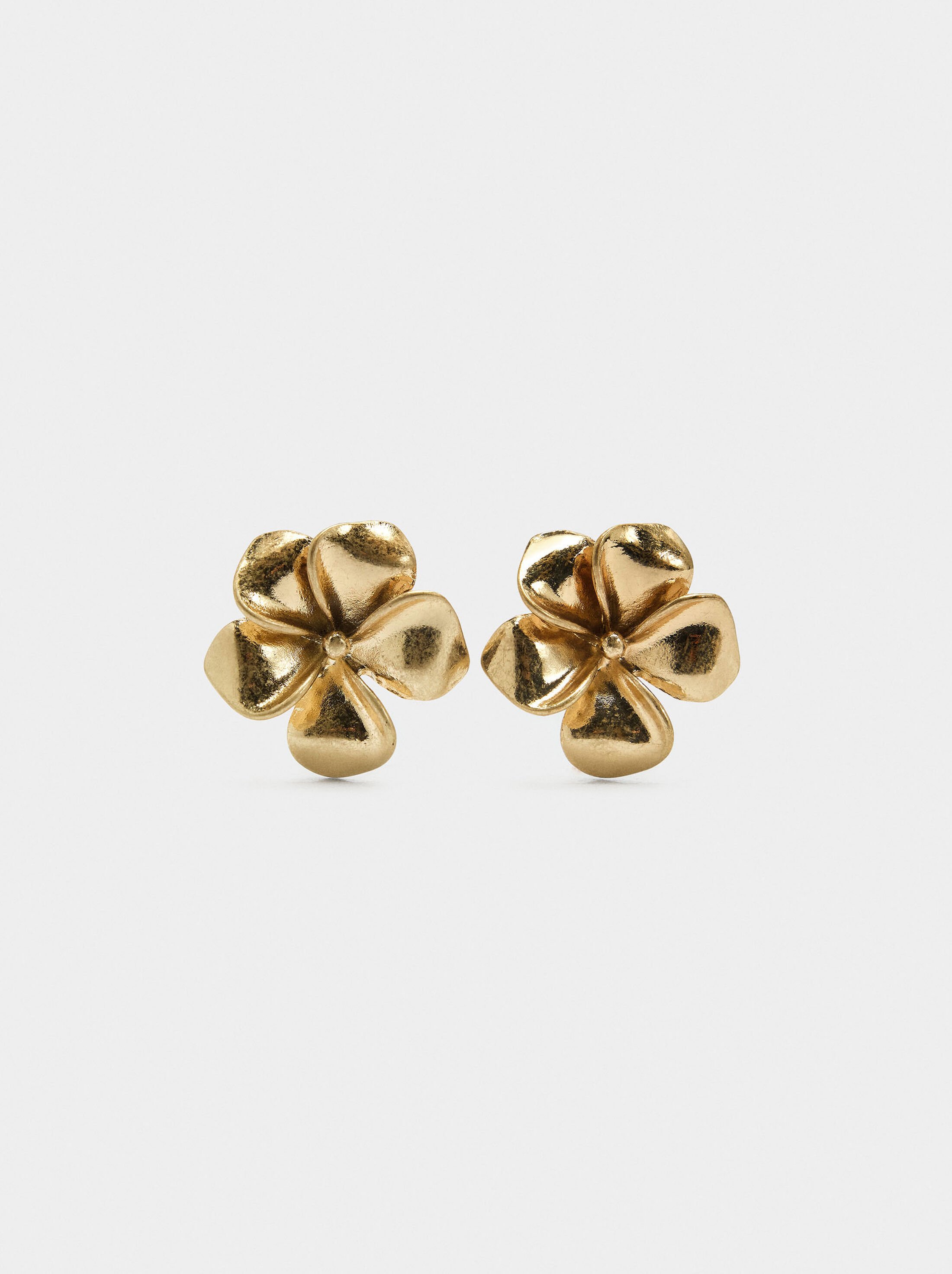 Flower earrings with embossed detail image number 0.0