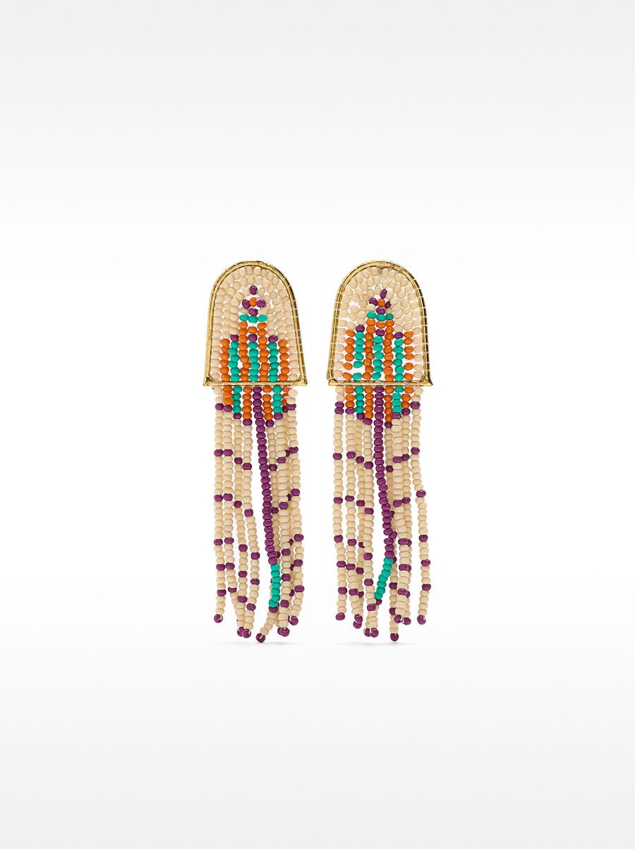 Ethnic long earrings with beads