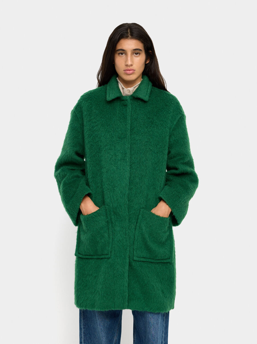 Abrigo mezcla de lana efecto pelo