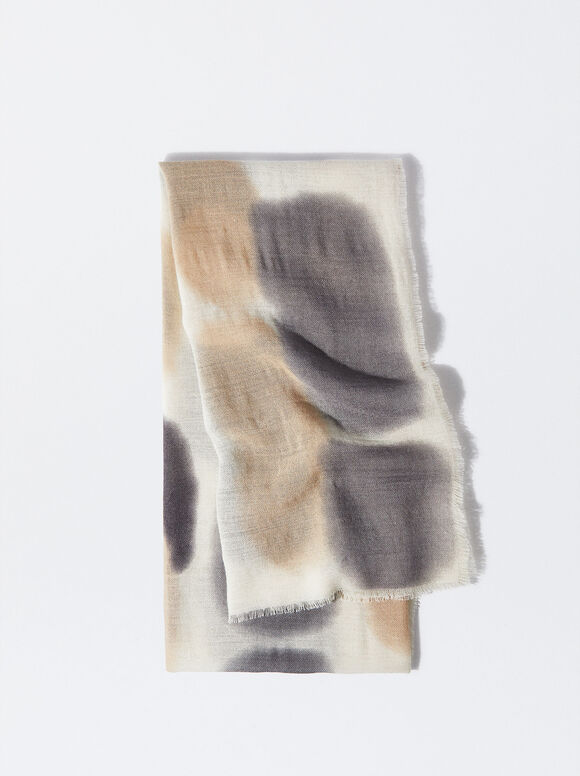 Printed Scarf With Wool, , hi-res