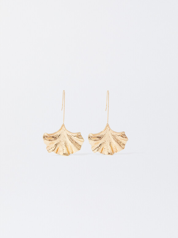 Flower-Shaped Gold-Plated  Earrings, Golden, hi-res