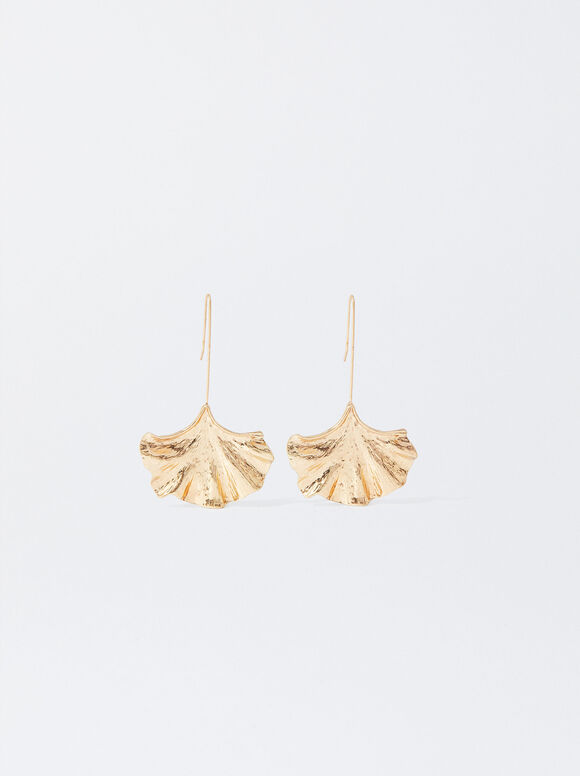 Flower-Shaped Gold-Plated  Earrings, Golden, hi-res