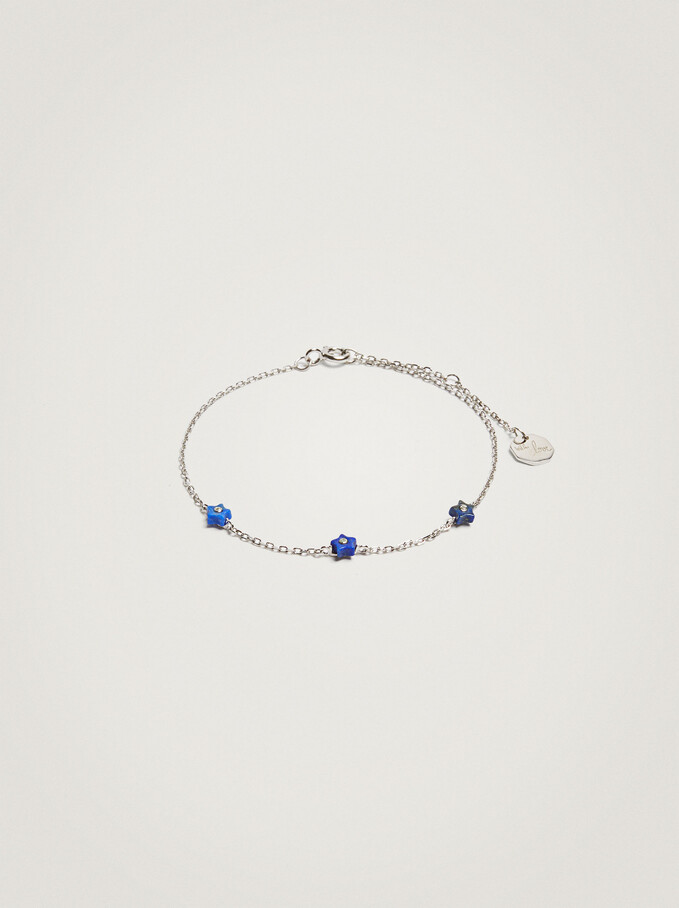 925 Sterling Silver Bracelet With Semiprecious Stone, Blue, hi-res