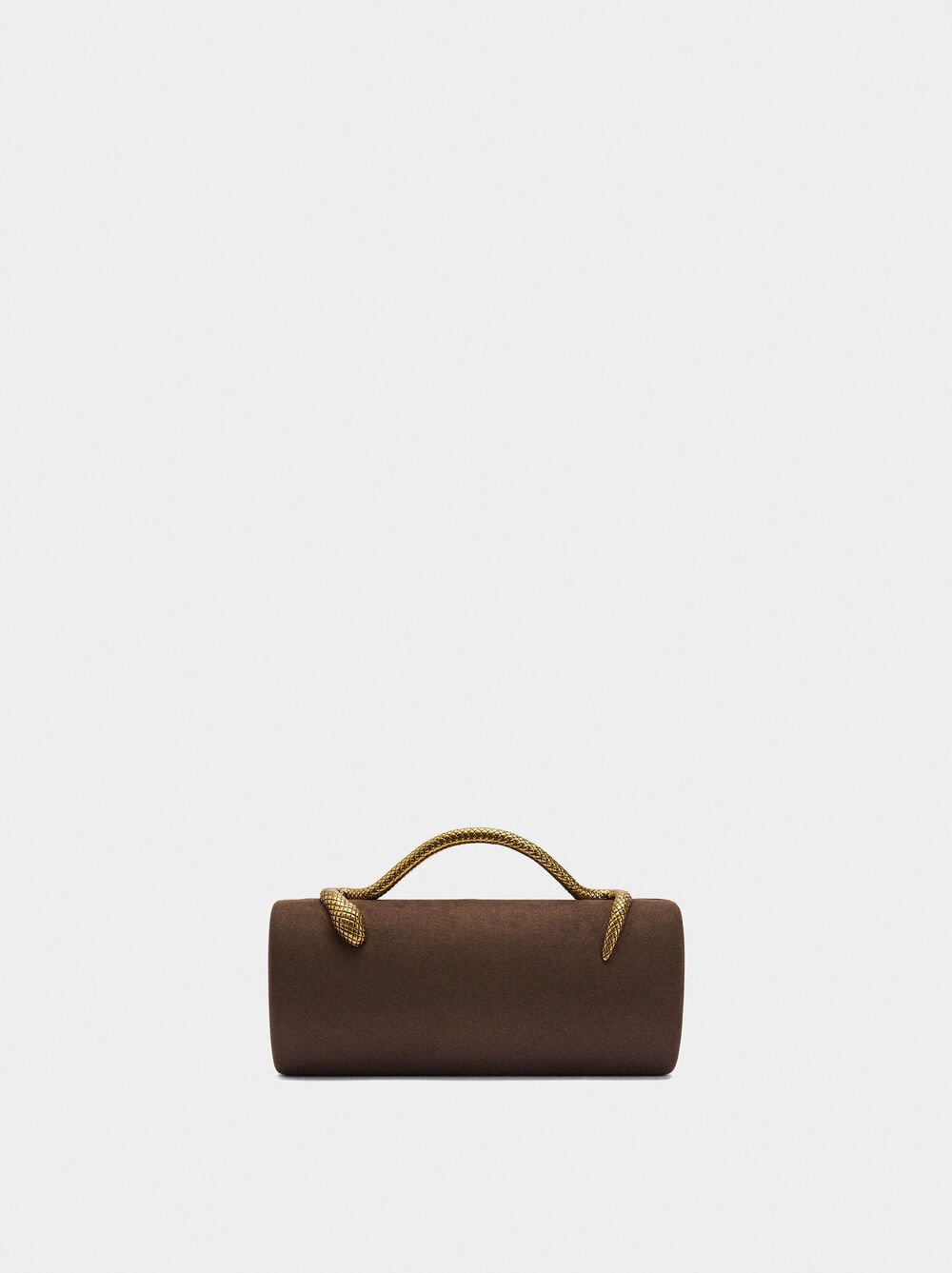 Cylindrical party bag with leather-effect