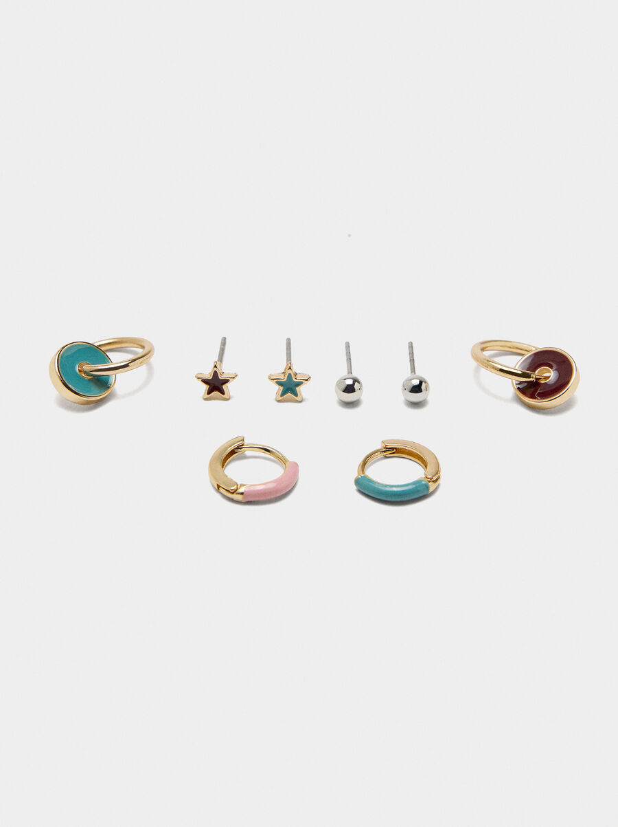 Set of earrings with enamel