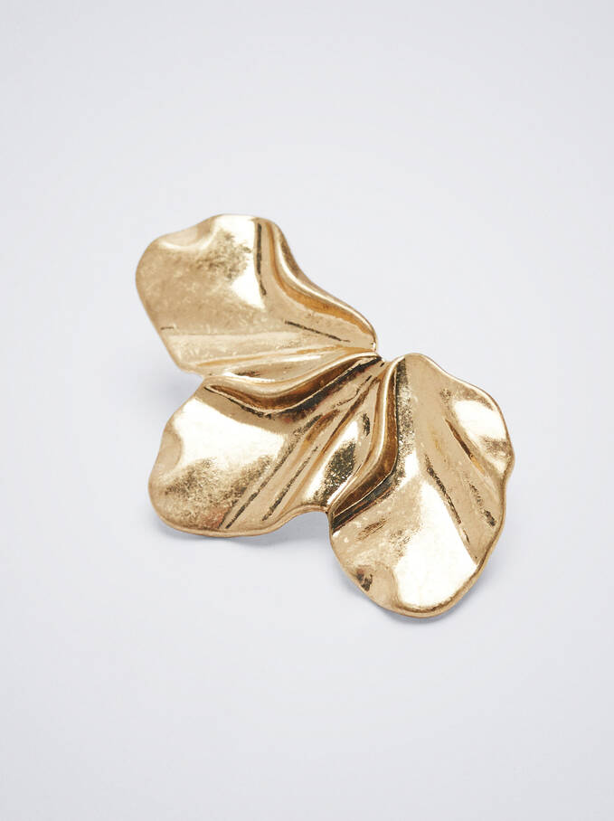 Gold Flower Earrings, Golden, hi-res