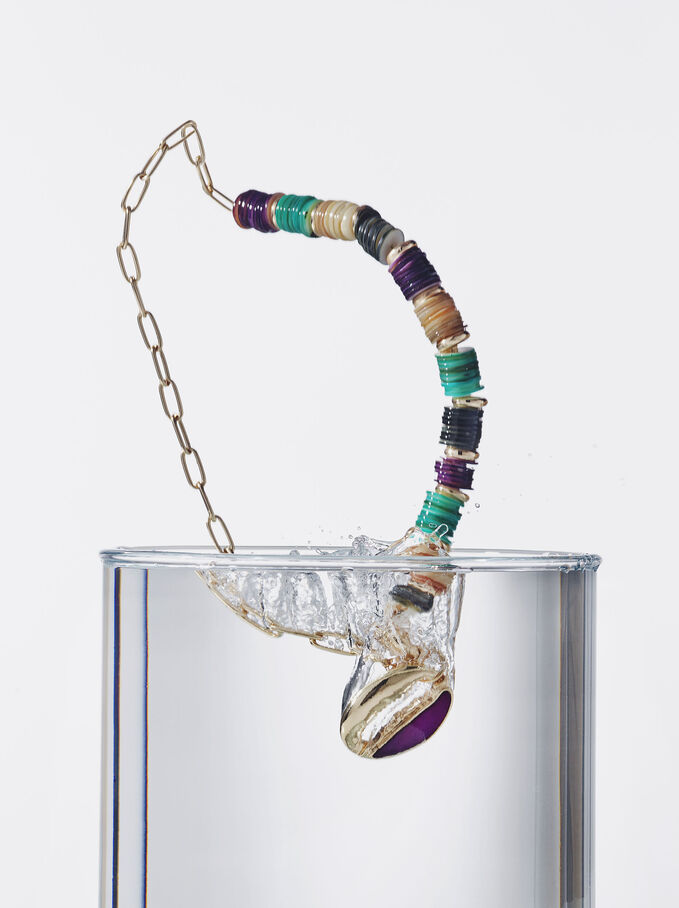 Multicoloured Necklace With Shell, Multicolor, hi-res