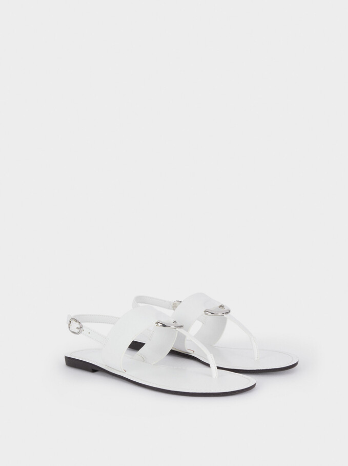 Flat Strappy Sandals, White, hi-res