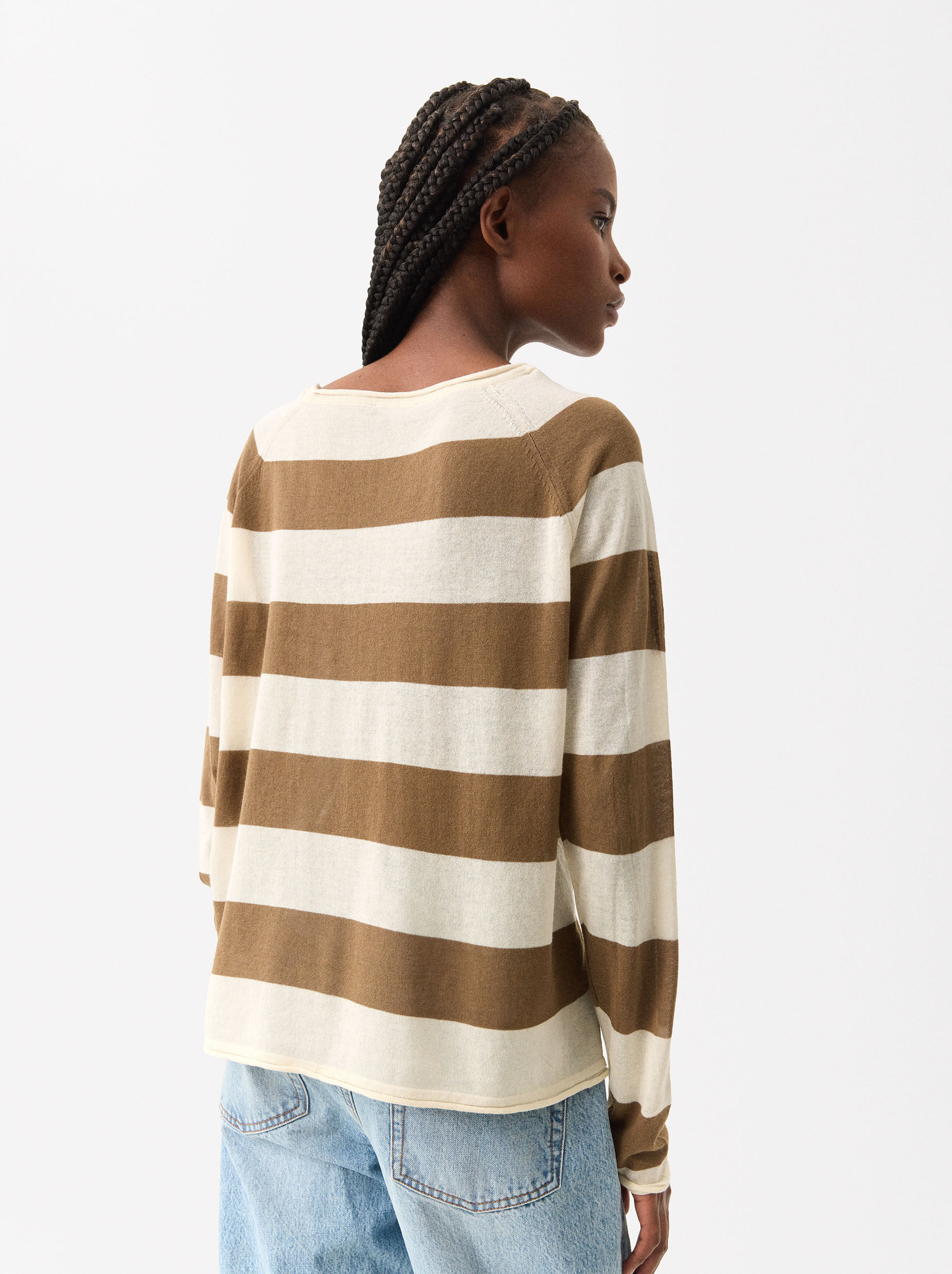 Stripe knit sweater clearance