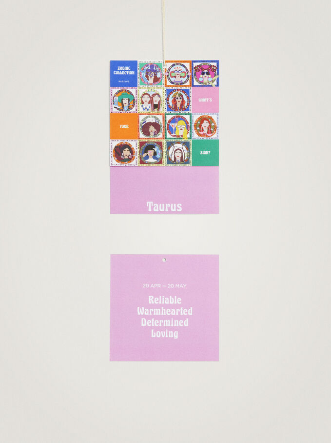 Printed Taurus Neckerchief, Pink, hi-res
