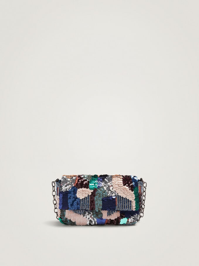 Party Clutch With Sequins, Blue, hi-res