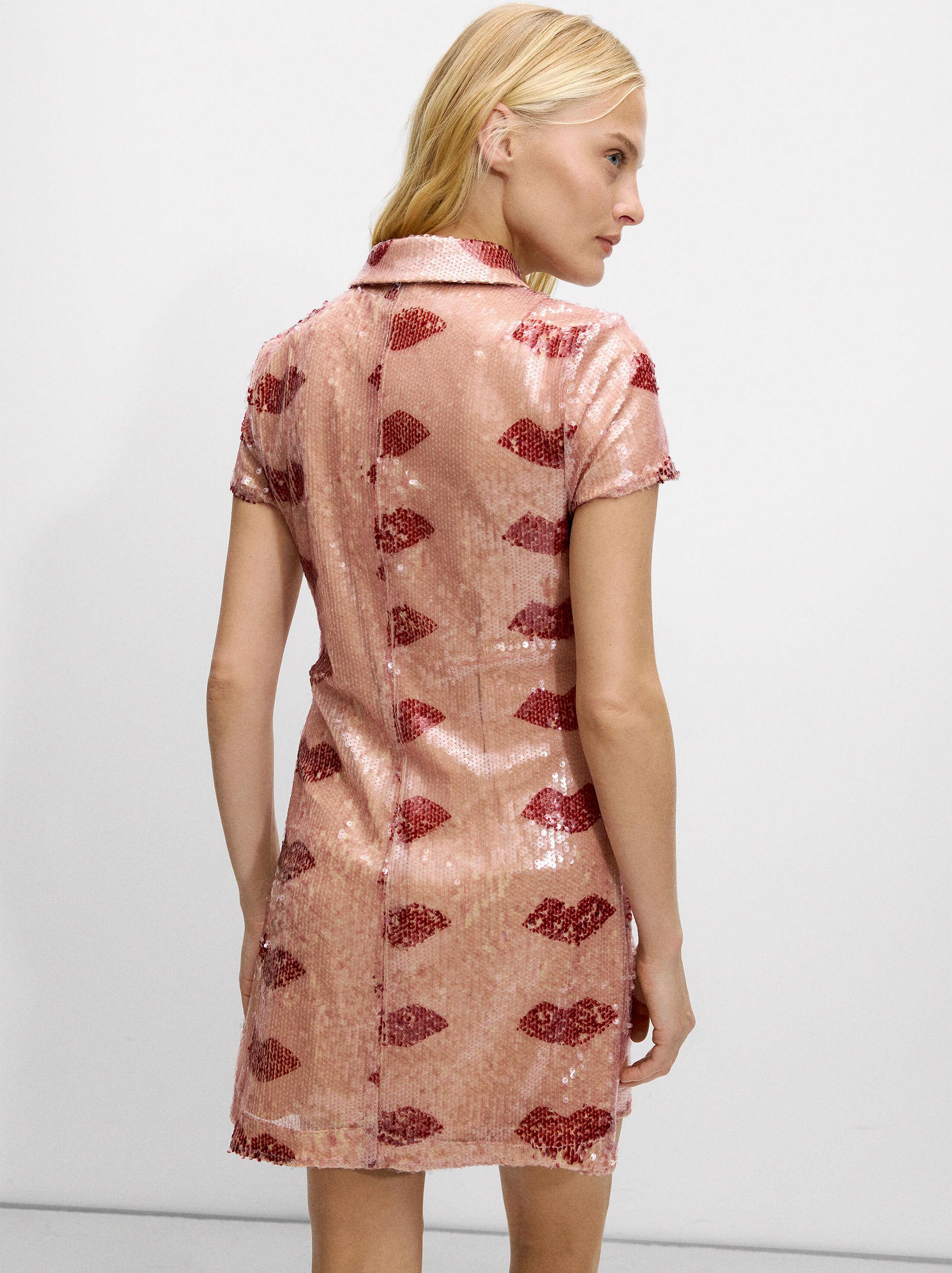 Printed dress with sequins image number 3.0