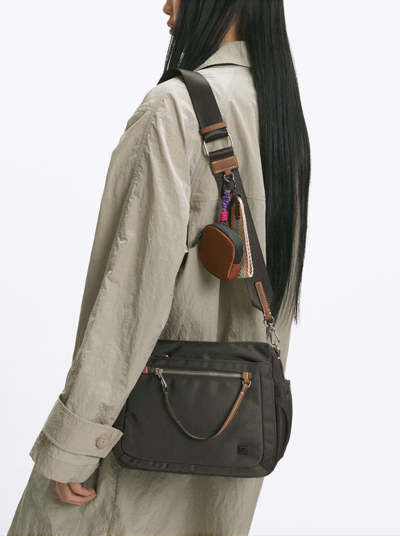 Personalized Nylon Crossbody Bag, Khaki, hi-res