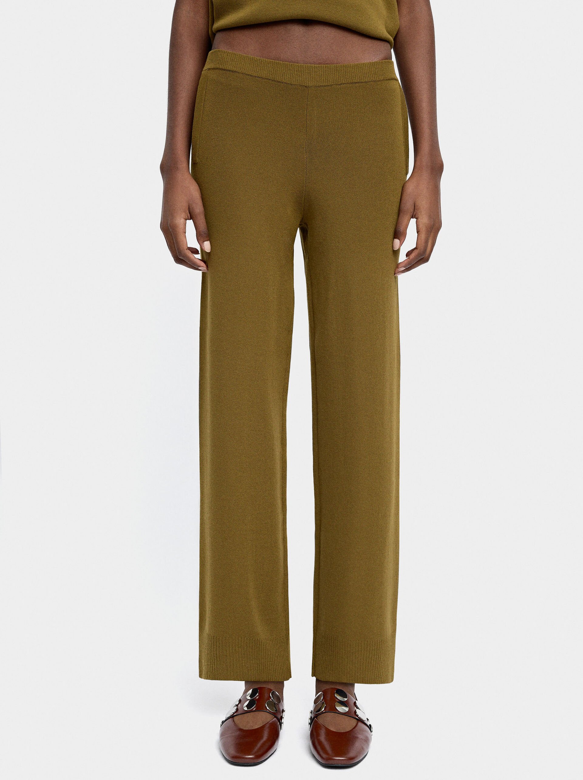 Elastic waist knit trousers image number 1.0