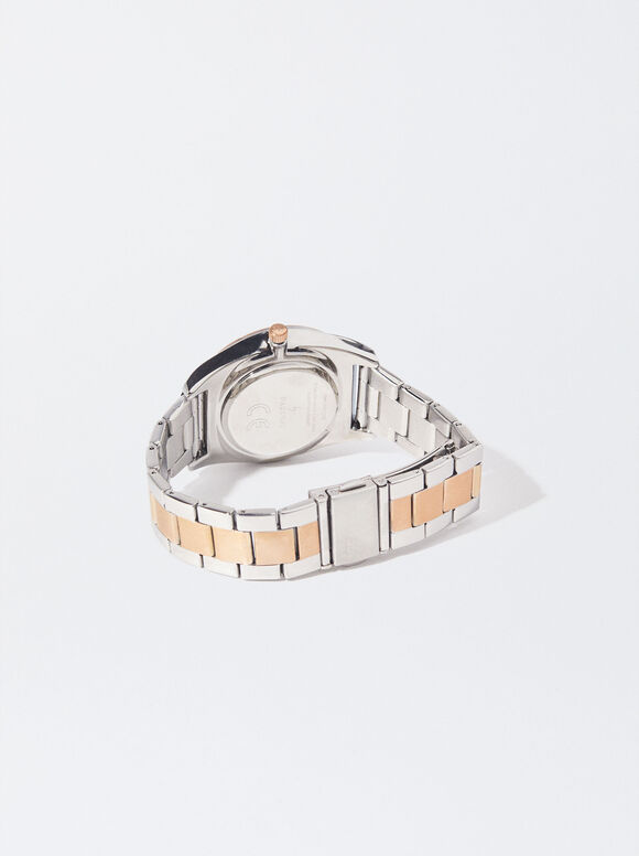 Watch With Two-Toned Steel Strap, Multicolor, hi-res