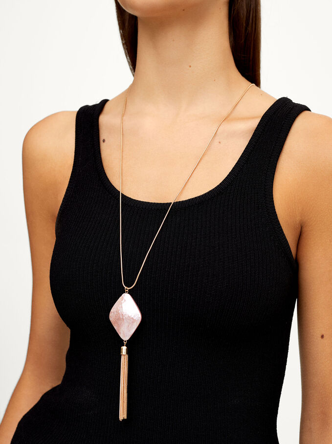 Necklace With Shell, Pink, hi-res