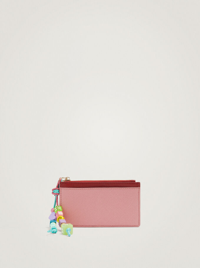 Card Holder With Charms, Pink, hi-res
