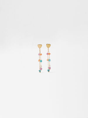 Stainless Steel Long Earrings With Stones image number 1.0