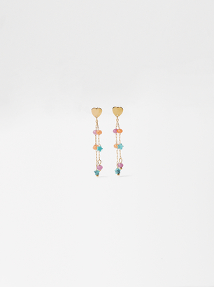 Boucles D'Oreilles Longues En Acier Inoxydable Avec Pierres, Multicolore, hi-res