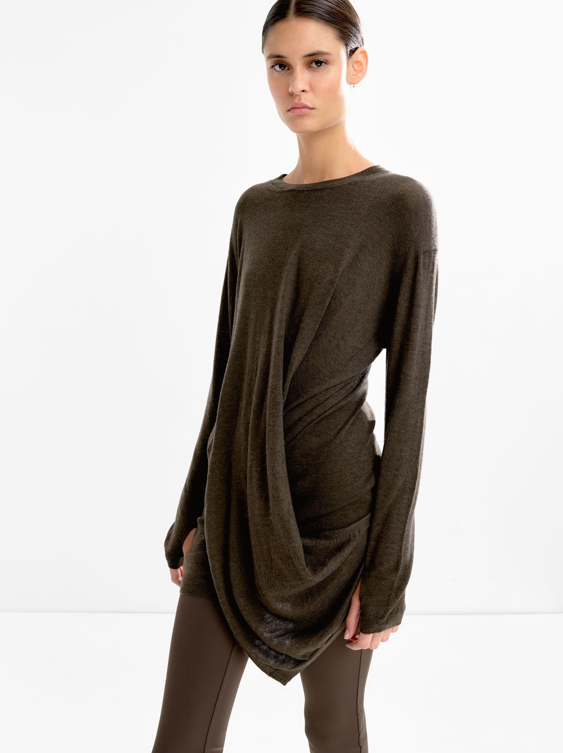 Knit dress with draping image number 1.0