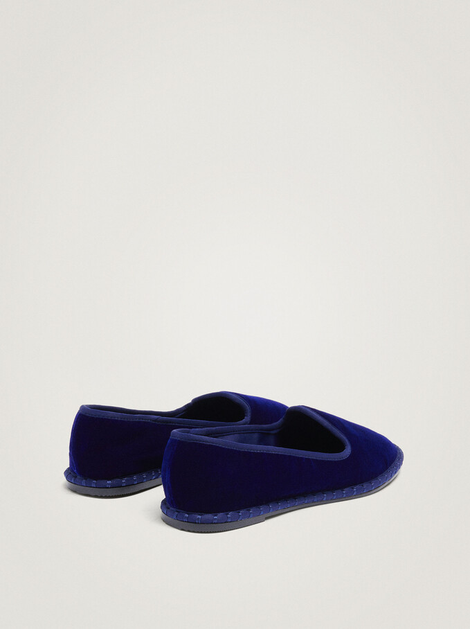 Velvet Slippers, Blue, hi-res