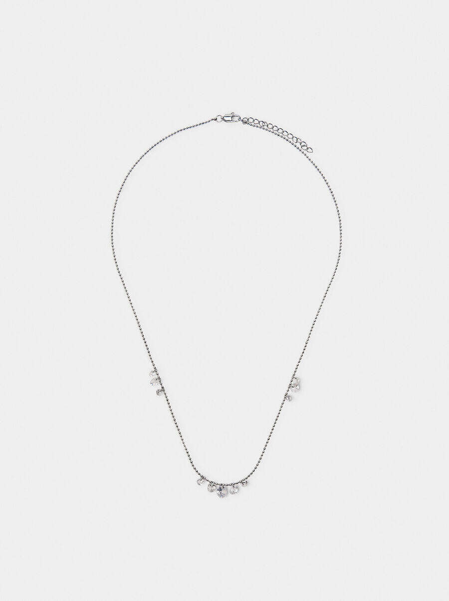 Necklace with crystals - stainless steel