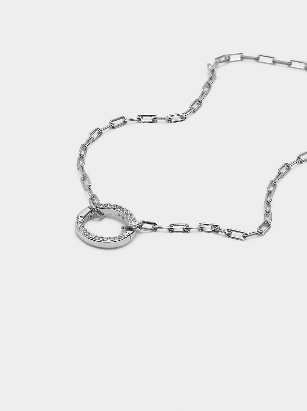 Pendant link bracelet with zirconias - 925 sterling silver