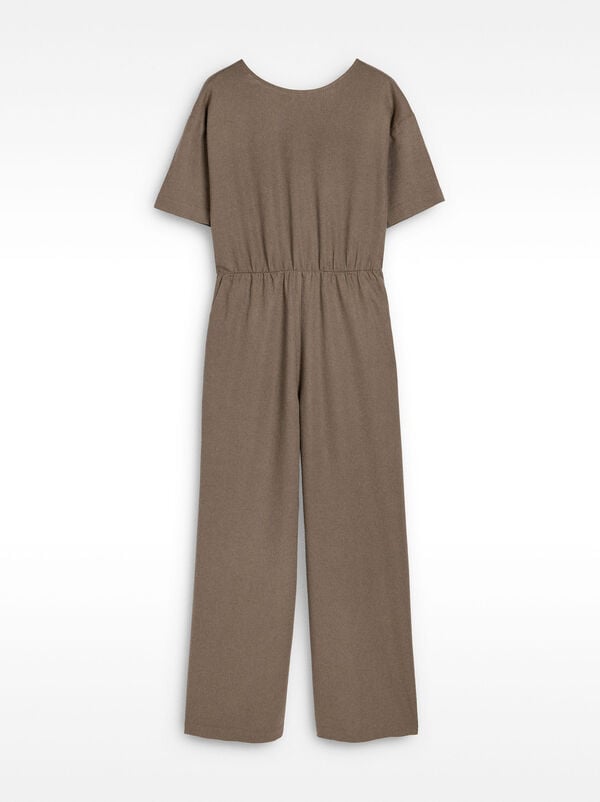 Linen-blend jumpsuit with pockets