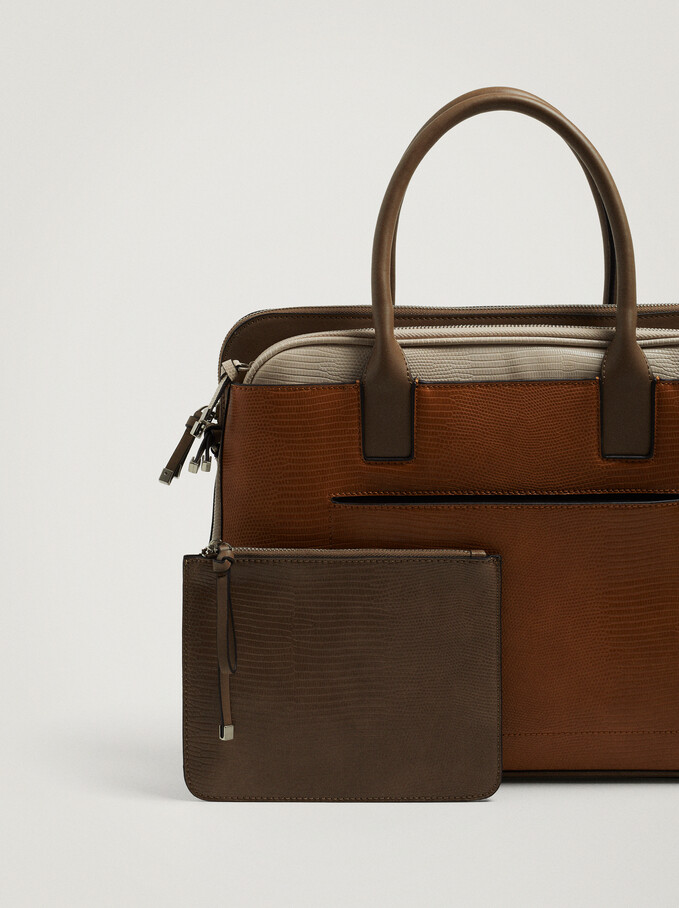 Embossed Briefcase For 15” Laptop Black Woman Briefcases