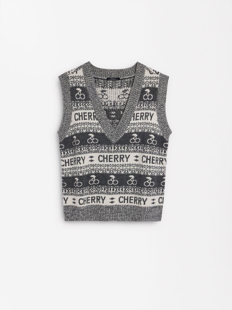 Printed knit vest