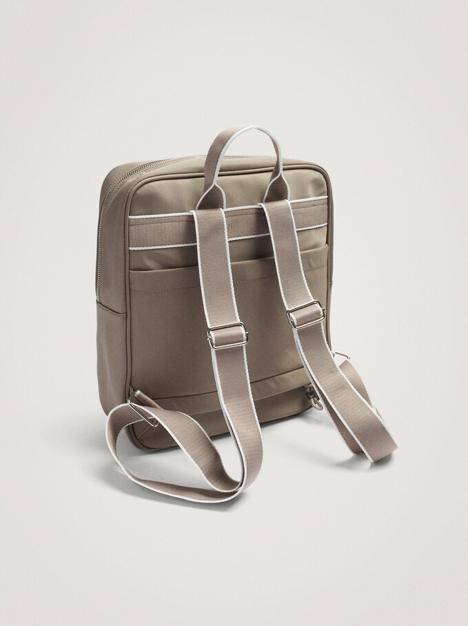 Nylon Backpack For 13” Laptop, Brown, hi-res