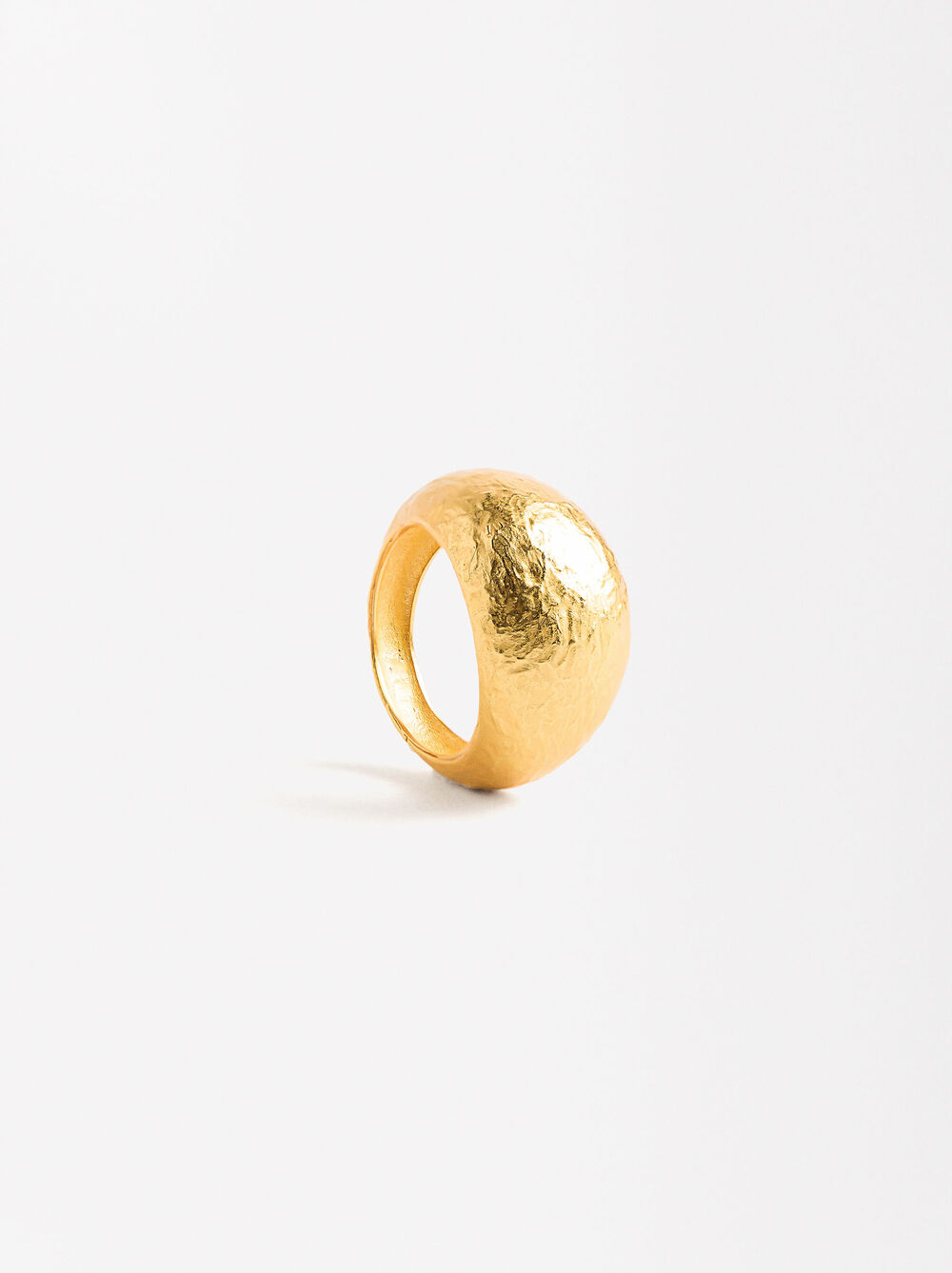 Rounded hammered effect ring - 925 sterling silver