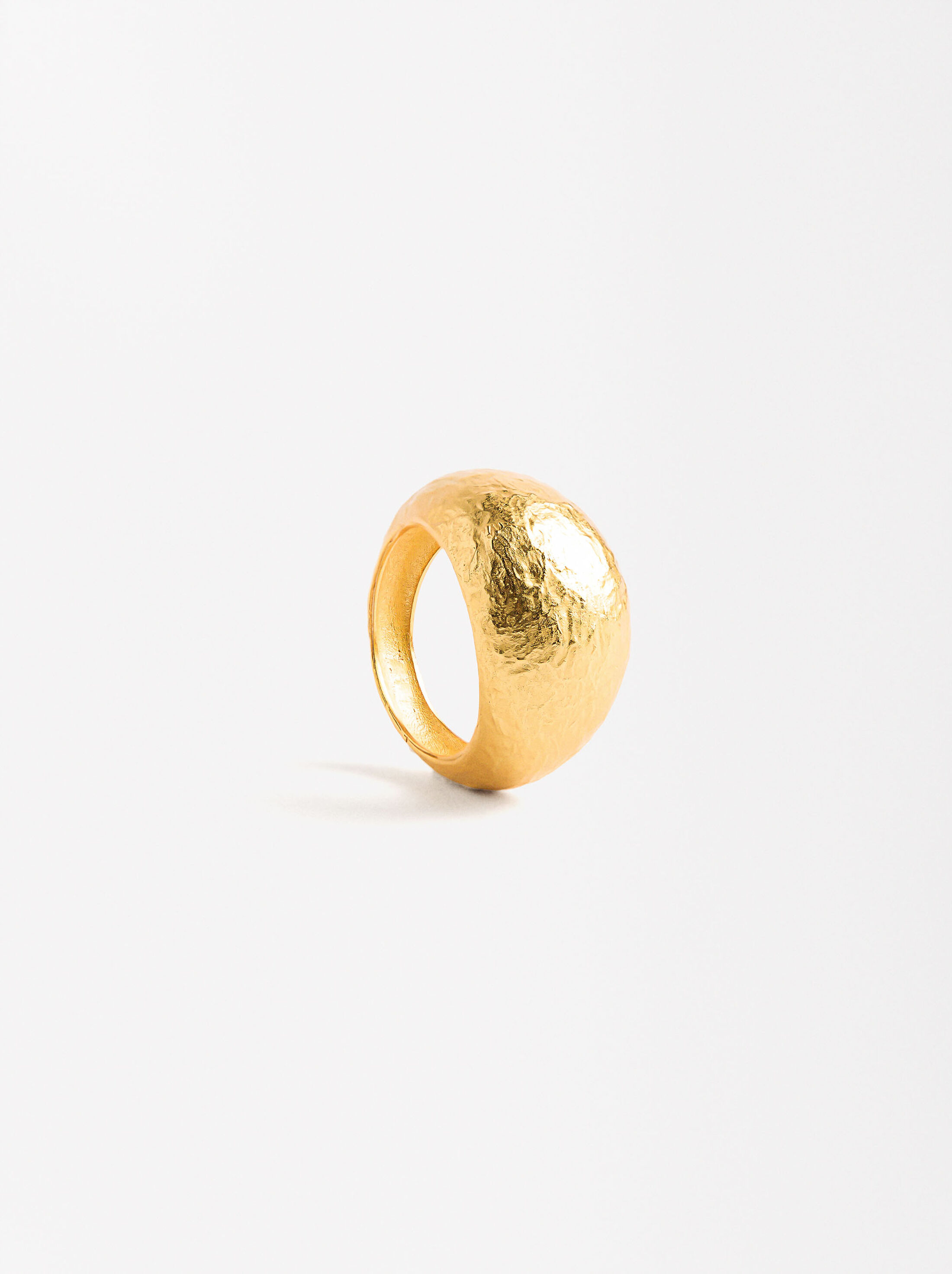 Rounded hammered effect ring - 925 sterling silver image number 2.0