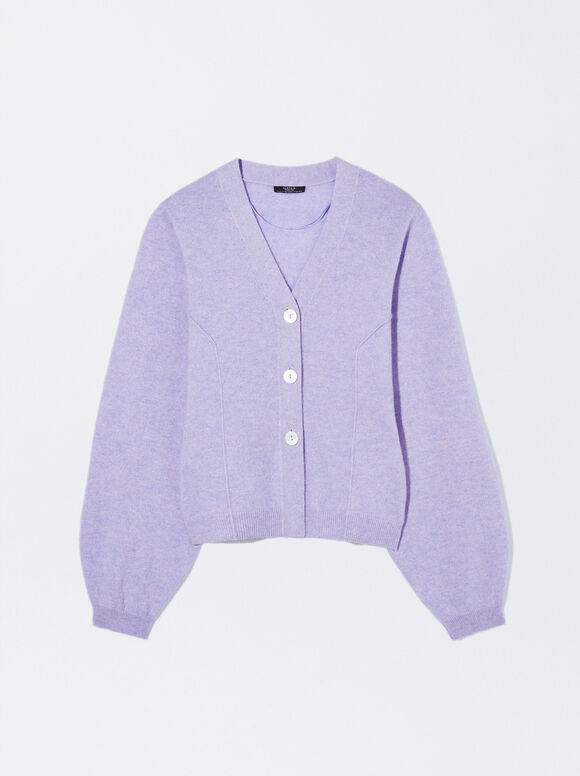 Cashmere Cardigan, Purple, hi-res