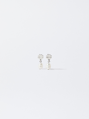 Earrings  With Freshwater Pearl, Silver, hi-res