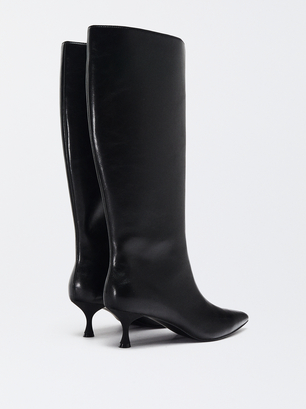 Kitten Heel Boots, Black, hi-res