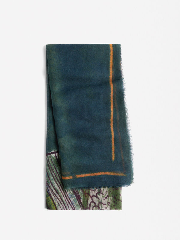 Printed scarf with wool
