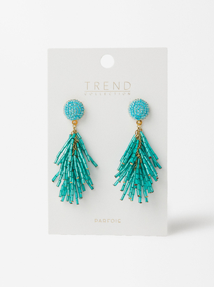 Beads Maxi Earrings, Blue, hi-res