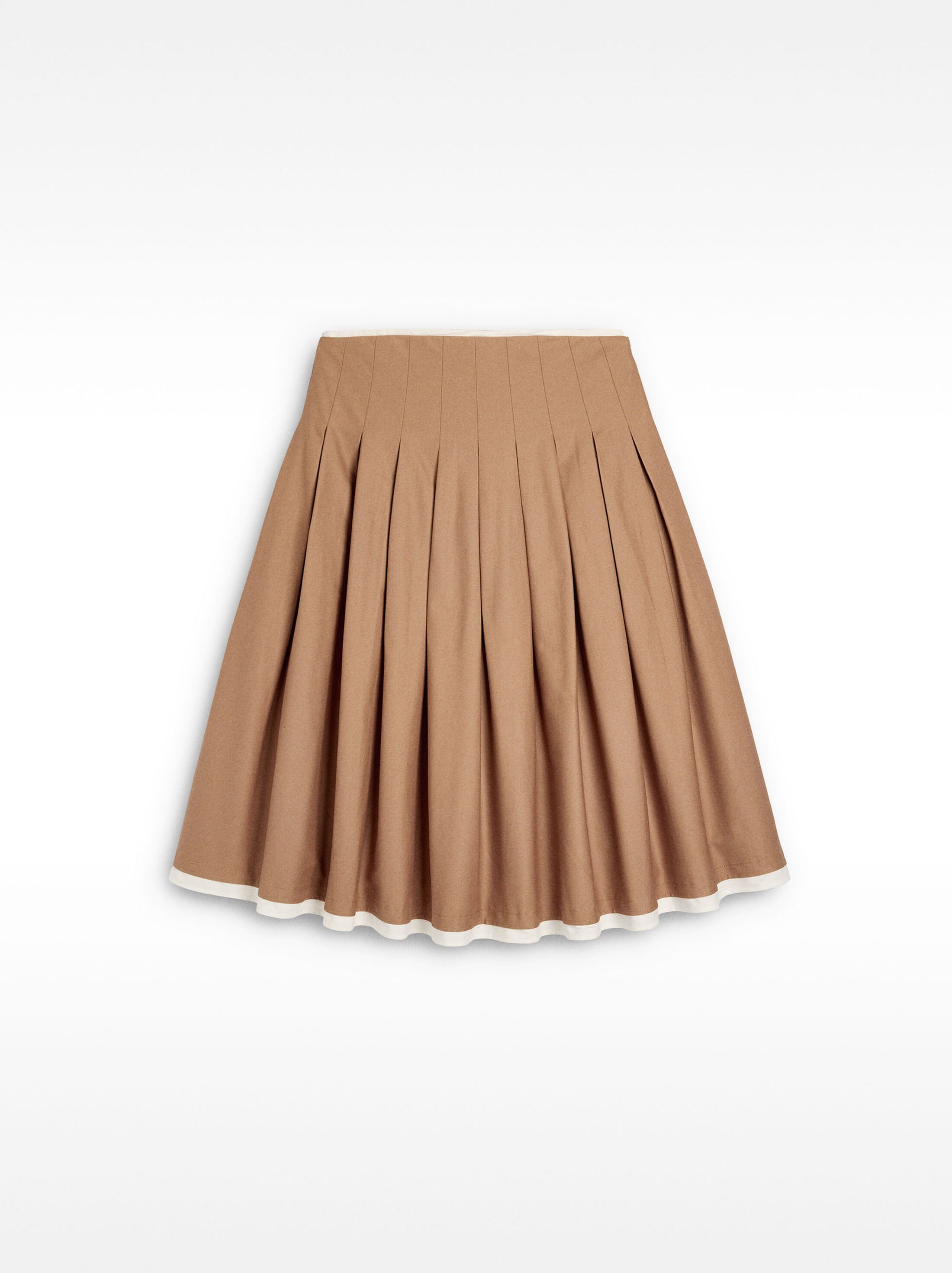 Pleated midi skirt 100% cotton image number 4.0